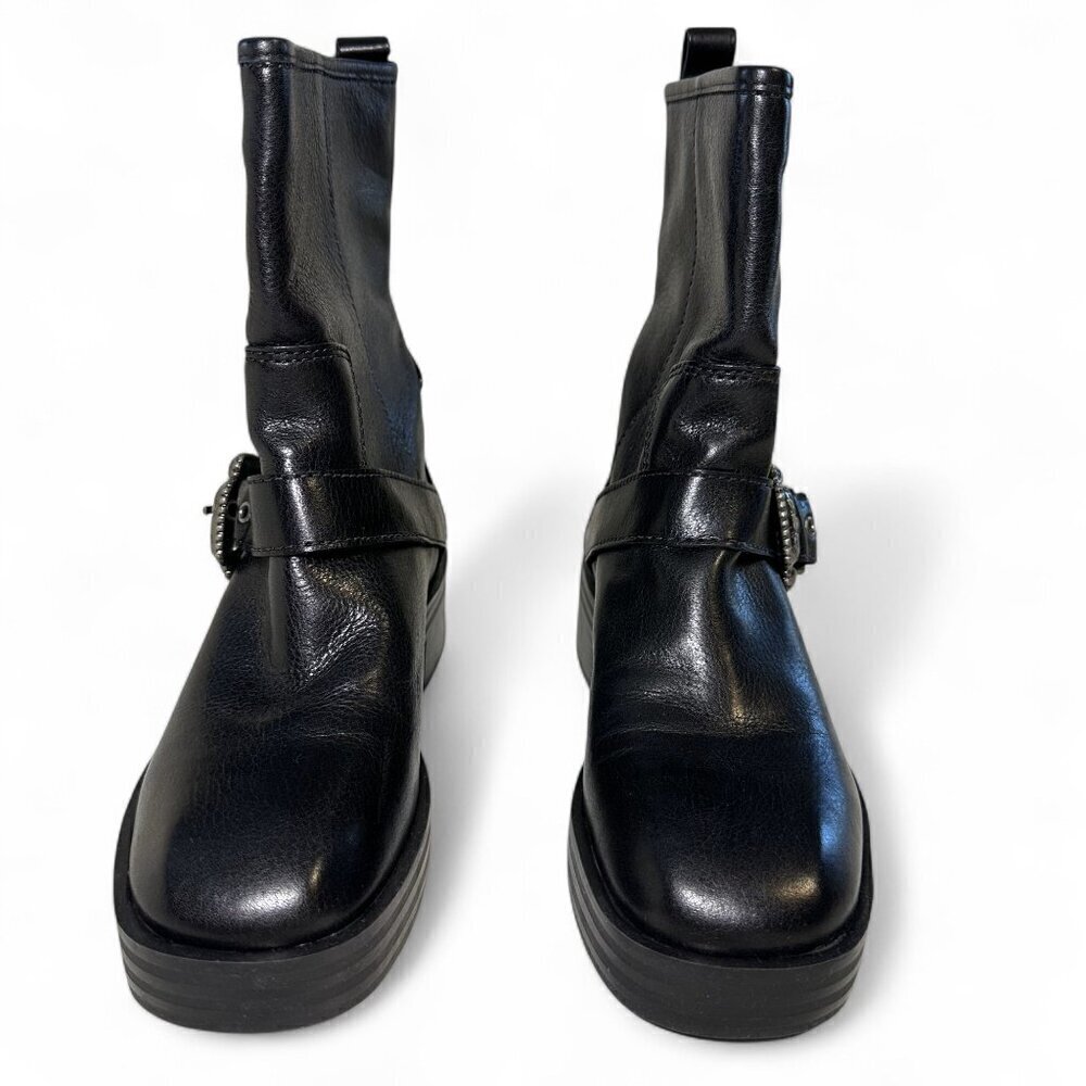 Larroude Women's Hardy Buckle Black Moto Boot EU 37.5 NEW IN BOX - Picture 6 of 16